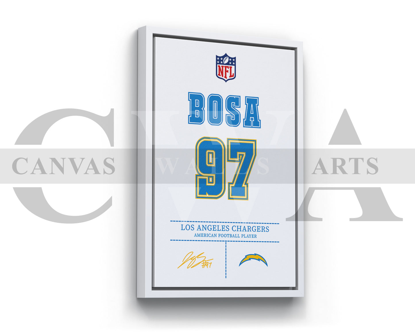 Joey Bosa Jersey Canvas Wall Art NFL Jersey Poster Print Sports Canvas Wall Art