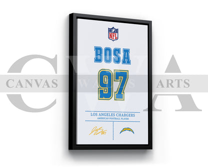 Joey Bosa Jersey Canvas Wall Art NFL Jersey Poster Print Sports Canvas Wall Art