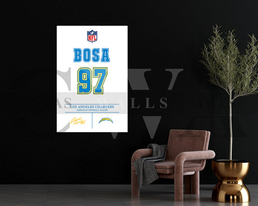 Joey Bosa Jersey Canvas Wall Art NFL Jersey Poster Print Sports Canvas Wall Art