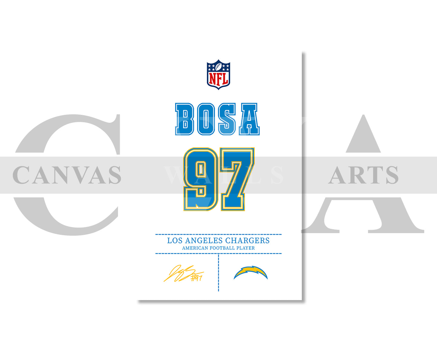 Joey Bosa Jersey Canvas Wall Art NFL Jersey Poster Print Sports Canvas Wall Art