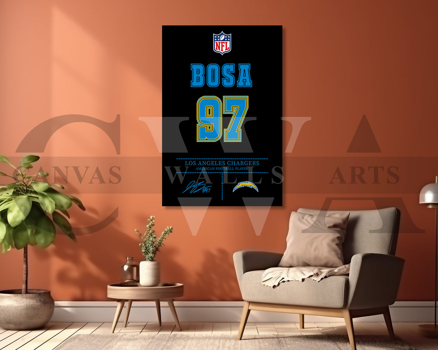 Joey Bosa Jersey Canvas Wall Art NFL Jersey Poster Print American Sports Canvas Wall Art
