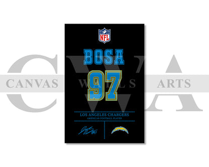 Joey Bosa Jersey Canvas Wall Art NFL Jersey Poster Print American Sports Canvas Wall Art
