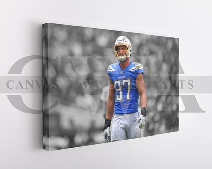 Joey Bosa Black & White Canvas Art American Football Canvas Wall