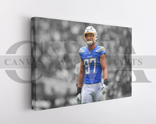 Joey Bosa Black & White Canvas Art American Football Canvas Wall