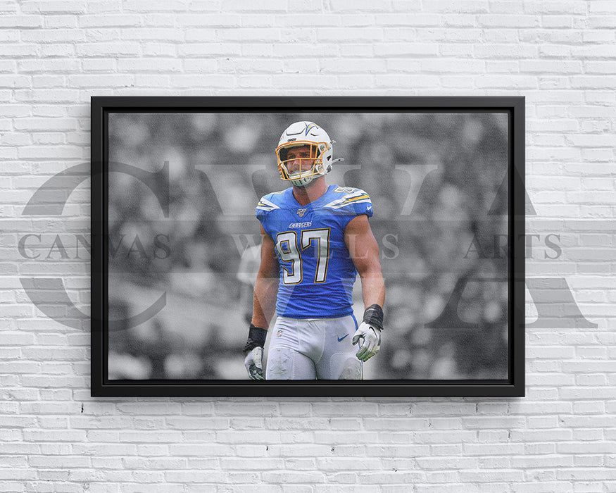 Joey Bosa Black & White Canvas Art American Football Canvas Wall