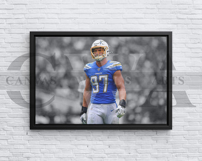 Joey Bosa Black & White Canvas Art American Football Canvas Wall