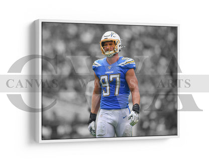 Joey Bosa Black & White Canvas Art American Football Canvas Wall
