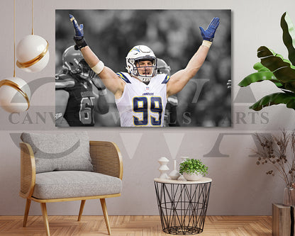 Joey Bosa Black & White Canvas Art American Football Canvas Wall