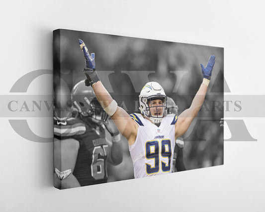 Joey Bosa Black & White Canvas Art American Football Canvas Wall