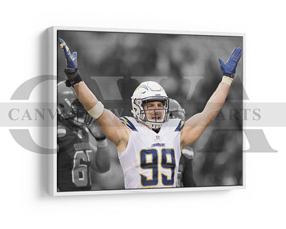 Joey Bosa Black & White Canvas Art American Football Canvas Wall