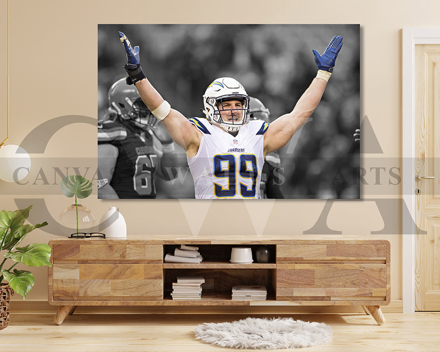 Joey Bosa Black & White Canvas Art American Football Canvas Wall