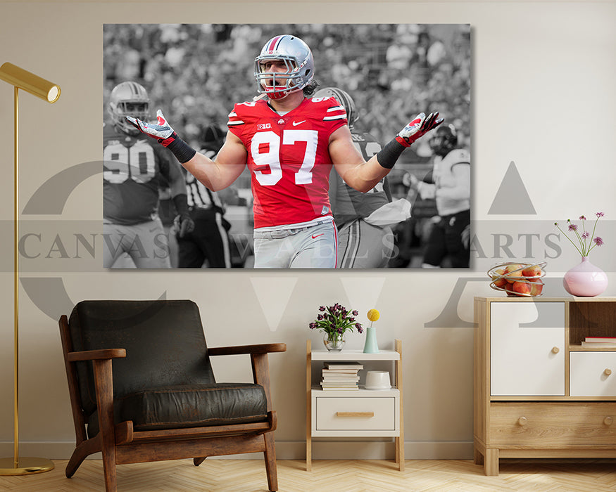 Joey Bosa Black & White Canvas Art American Football Canvas Wall