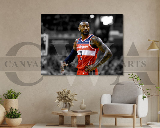 John Wall Black & White Canvas Art Basketball Canvas Wall Art
