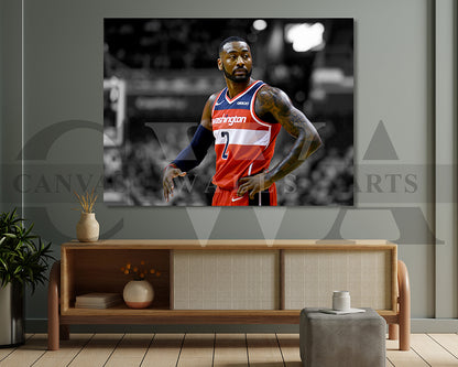 John Wall Black & White Canvas Art Basketball Canvas Wall Art