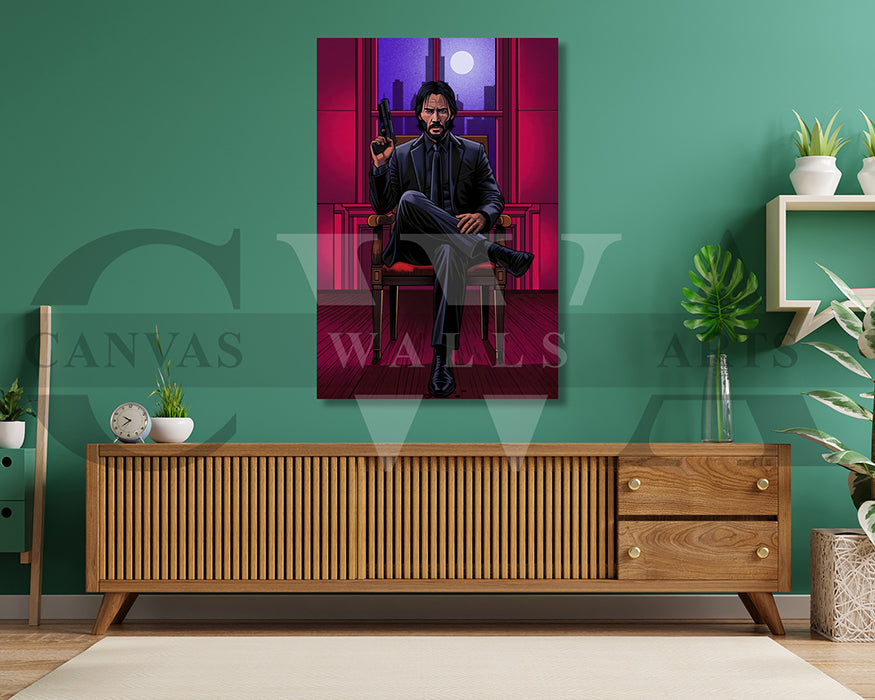 John Wick Calm Before The Gunfire Canvas Wall Art