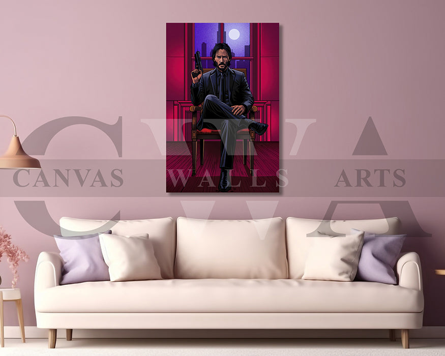 John Wick Calm Before The Gunfire Canvas Wall Art