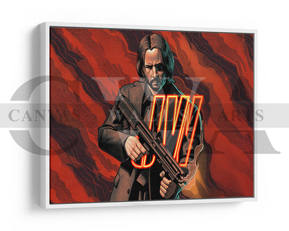 John Wick Gunfire Canvas Wall Art