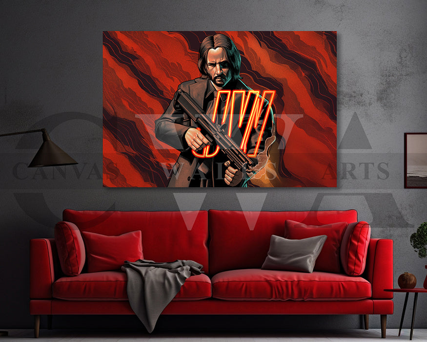 John Wick Gunfire Canvas Wall Art