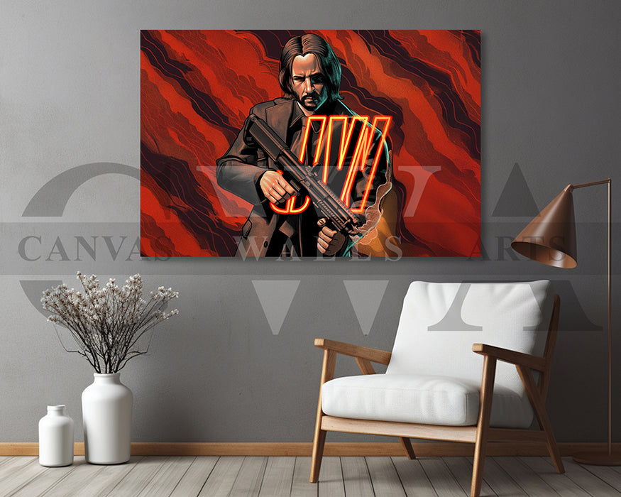 John Wick Gunfire Canvas Wall Art