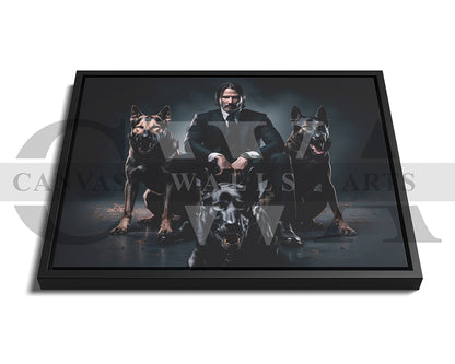 John Wick With Dogs Canvas Wall Art