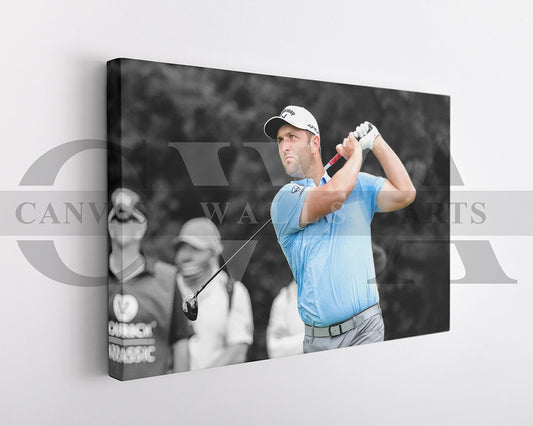 Jon Rahm Black & White Canvas Art Golf Canvas Wall Art