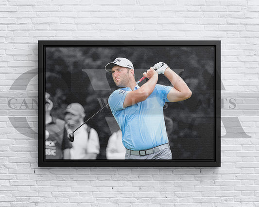 Jon Rahm Black & White Canvas Art Golf Canvas Wall Art