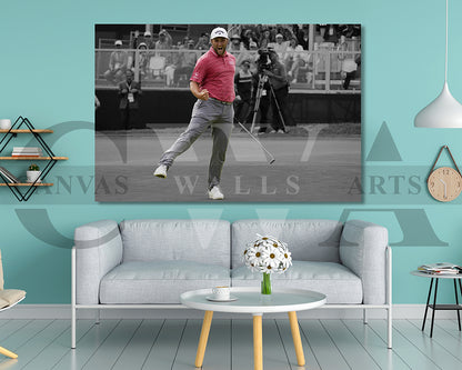 Jon Rahm Black & White Canvas Art Golf Canvas Wall Art