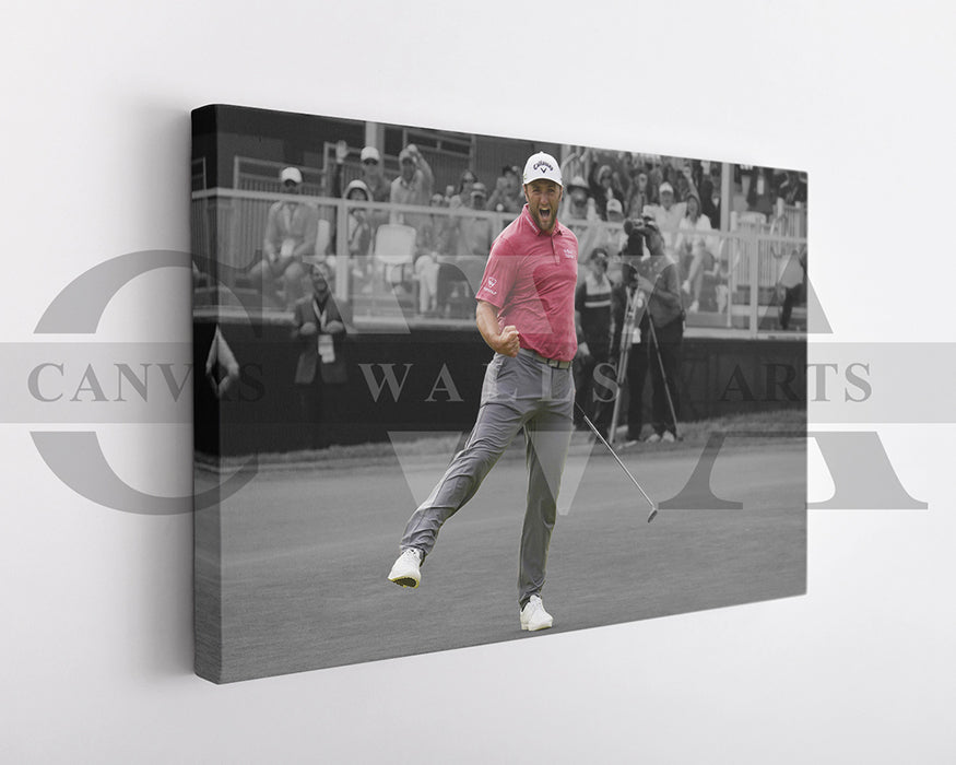 Jon Rahm Black & White Canvas Art Golf Canvas Wall Art