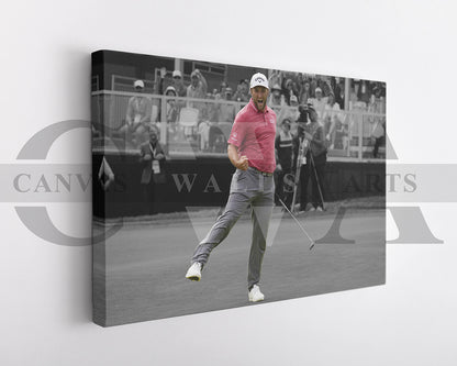 Jon Rahm Black & White Canvas Art Golf Canvas Wall Art