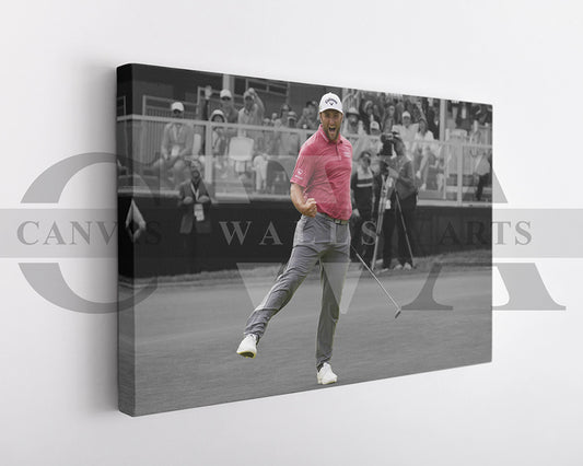 Jon Rahm Black & White Canvas Art Golf Canvas Wall Art