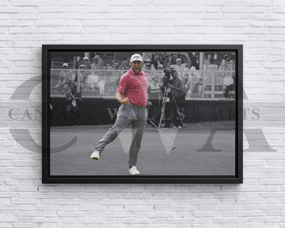 Jon Rahm Black & White Canvas Art Golf Canvas Wall Art