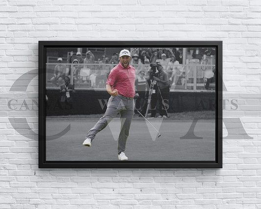 Jon Rahm Black & White Canvas Art Golf Canvas Wall Art