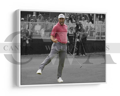 Jon Rahm Black & White Canvas Art Golf Canvas Wall Art
