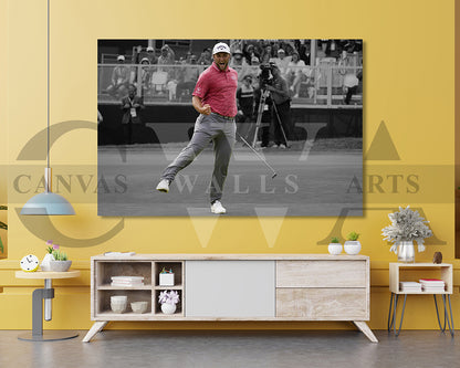 Jon Rahm Black & White Canvas Art Golf Canvas Wall Art