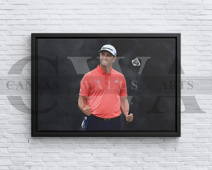 Jon Rahm Black & White Canvas Art Golf Canvas Wall Art