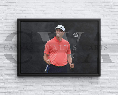 Jon Rahm Black & White Canvas Art Golf Canvas Wall Art