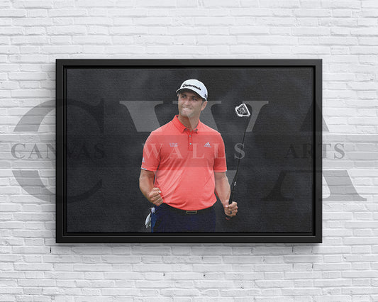 Jon Rahm Black & White Canvas Art Golf Canvas Wall Art