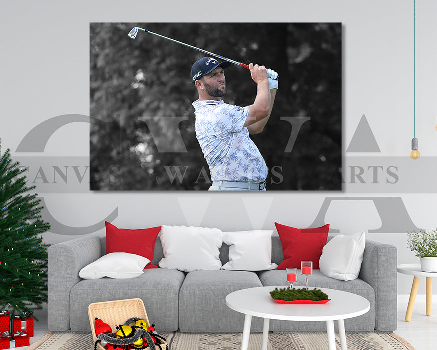 Jon Rahm Black & White Canvas Art Golf Canvas Wall Art