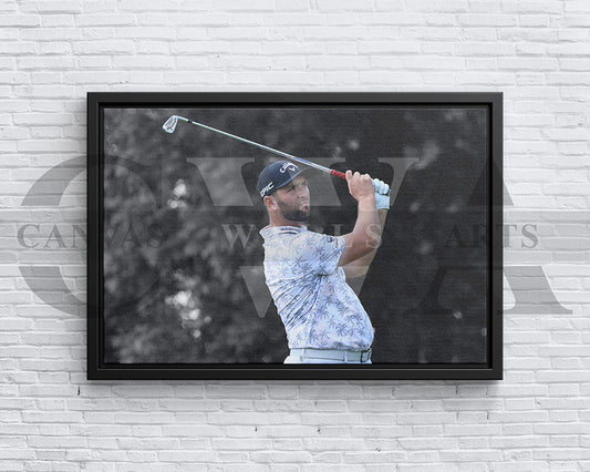 Jon Rahm Black & White Canvas Art Golf Canvas Wall Art