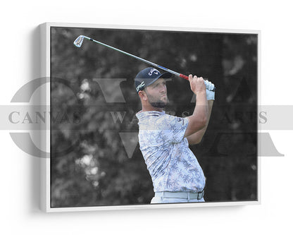 Jon Rahm Black & White Canvas Art Golf Canvas Wall Art