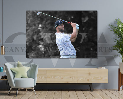 Jon Rahm Black & White Canvas Art Golf Canvas Wall Art