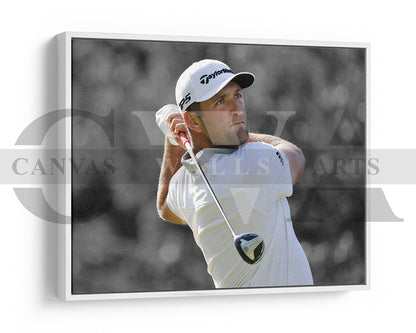Jon Rahm Black & White Canvas Art Golf Canvas Wall Art