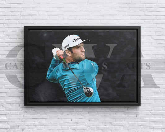 Jon Rahm Black & White Canvas Art Golf Canvas Wall Art