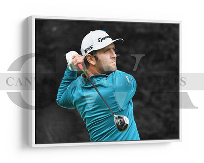 Jon Rahm Black & White Canvas Art Golf Canvas Wall Art