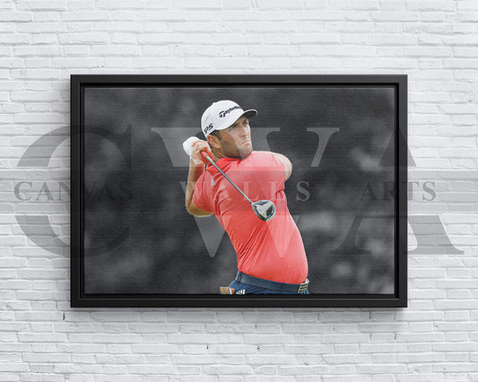 Jon Rahm Black & White Canvas Art Golf Canvas Wall Art