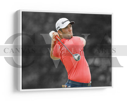 Jon Rahm Black & White Canvas Art Golf Canvas Wall Art