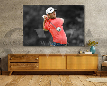 Jon Rahm Black & White Canvas Art Golf Canvas Wall Art