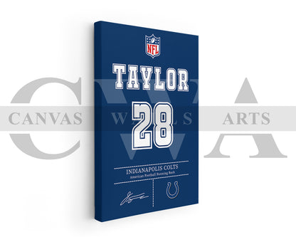 Jonathan Taylor Jersey Canvas Wall Art NFL Jersey Poster Print American Sports Canvas Wall Art
