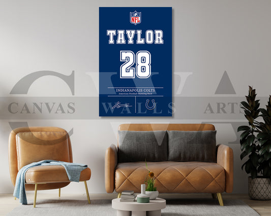 Jonathan Taylor Jersey Canvas Wall Art NFL Jersey Poster Print American Sports Canvas Wall Art