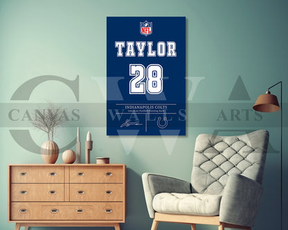 Jonathan Taylor Jersey Canvas Wall Art NFL Jersey Poster Print American Sports Canvas Wall Art